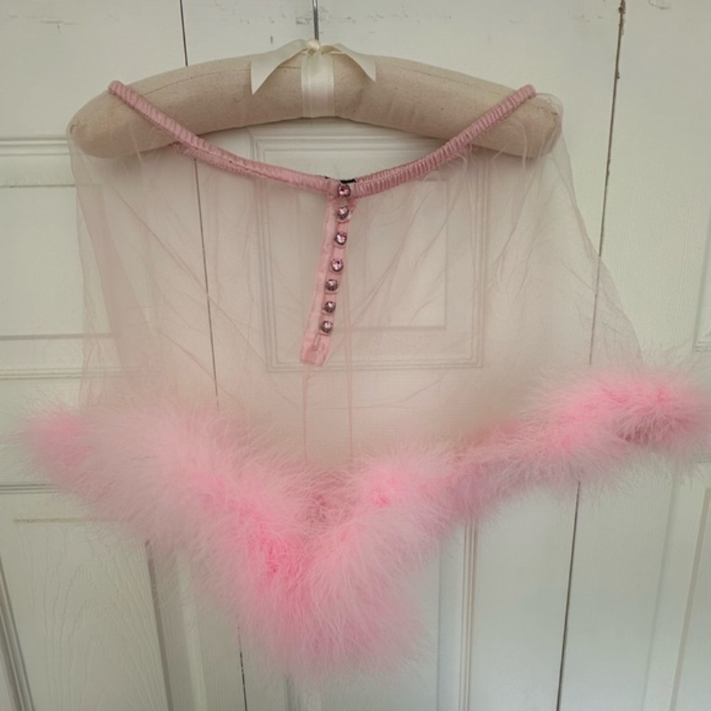 Rosamosario Pink Marabou 100% Silk and Tulle Luxury Lounge Wear Marabou Shorts